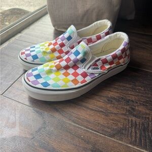 Vans Rainbow Checkerboard Slip-On Sneakers